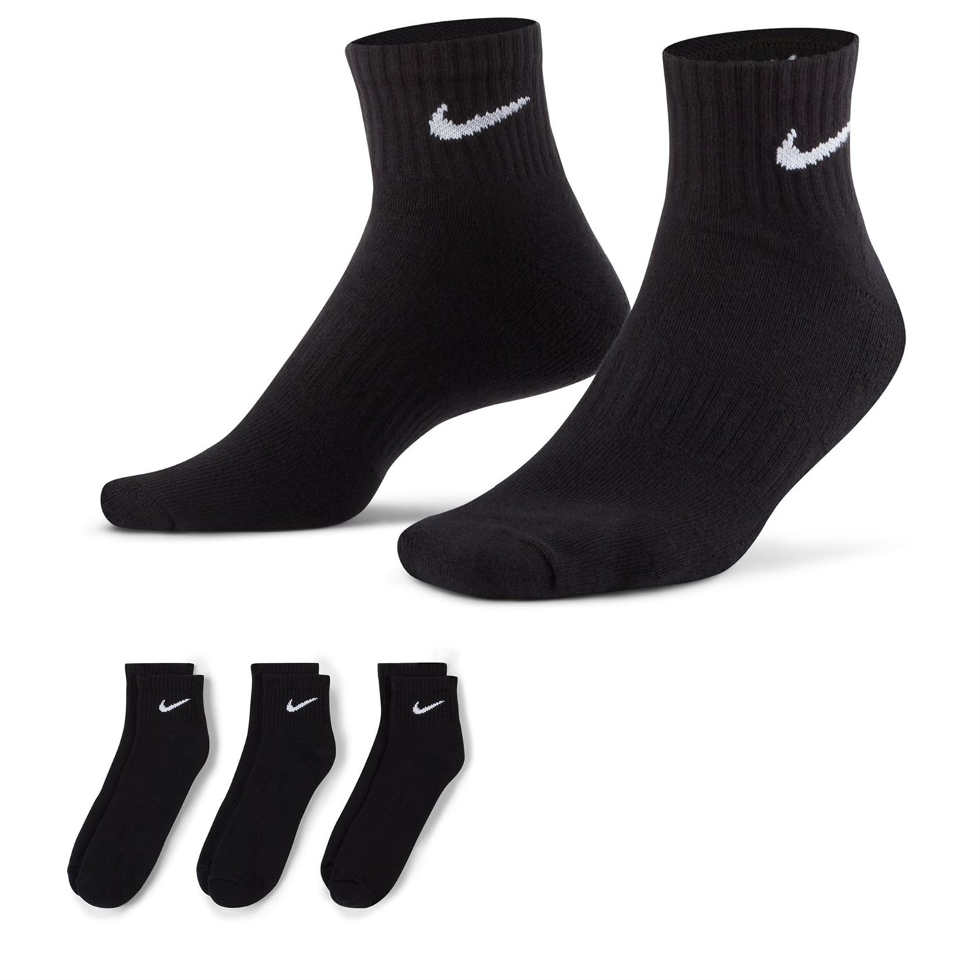 Nike Three Pack Quarter Socks Mens Studio